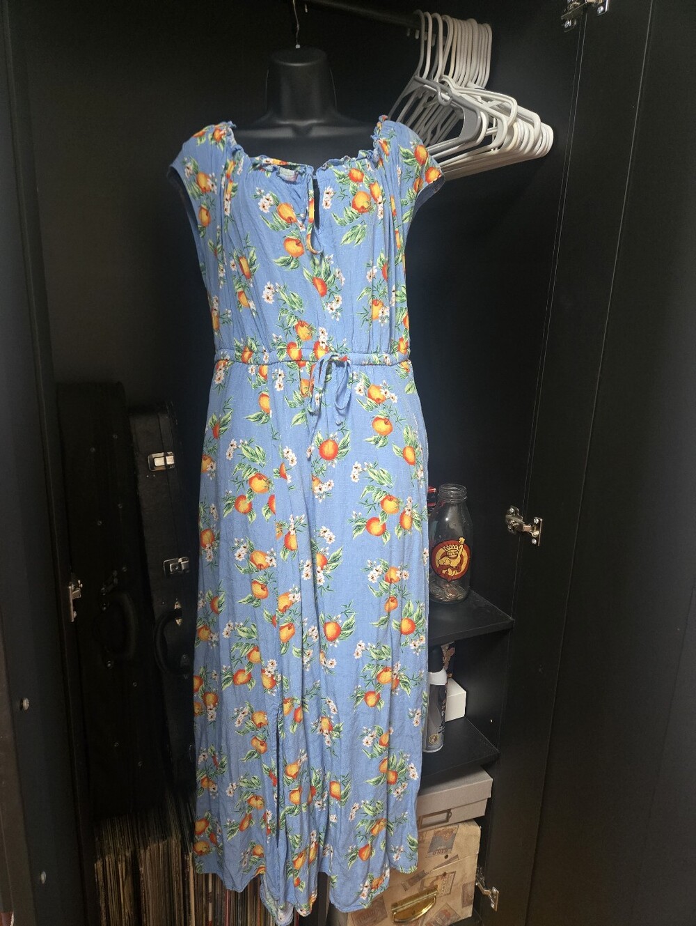 Torrid Sky Blue Peach Blossom Print Keyhole Maxi Dress Size 1 / 1X